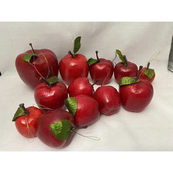 Apple Ornaments Artificial Faux Realistic Fruit Red Delicious Lot of 12 - Picture 1 of 4
